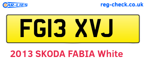 FG13XVJ are the vehicle registration plates.