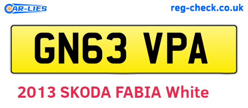 GN63VPA are the vehicle registration plates.