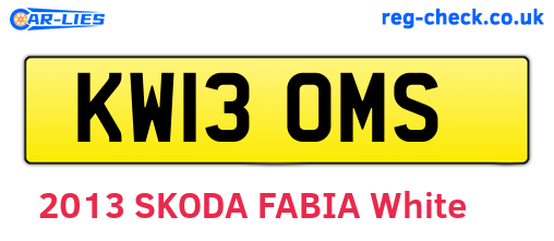 KW13OMS are the vehicle registration plates.