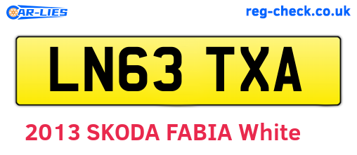 LN63TXA are the vehicle registration plates.