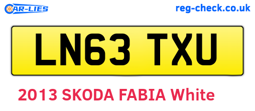 LN63TXU are the vehicle registration plates.
