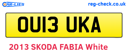 OU13UKA are the vehicle registration plates.