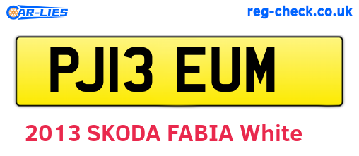 PJ13EUM are the vehicle registration plates.
