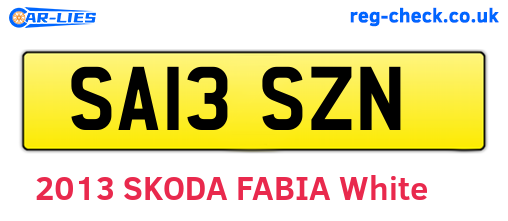 SA13SZN are the vehicle registration plates.