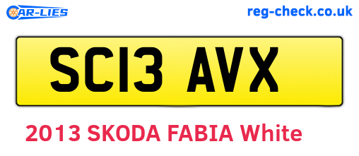 SC13AVX are the vehicle registration plates.