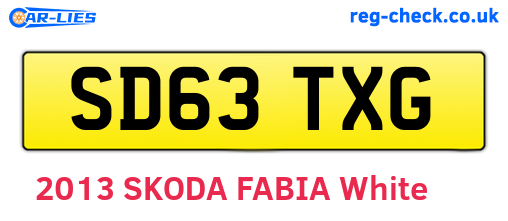 SD63TXG are the vehicle registration plates.