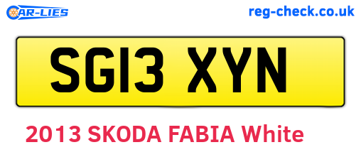 SG13XYN are the vehicle registration plates.