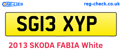 SG13XYP are the vehicle registration plates.