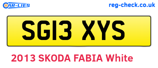 SG13XYS are the vehicle registration plates.