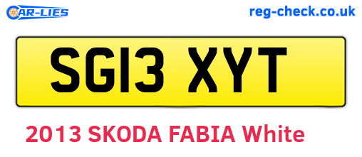 SG13XYT are the vehicle registration plates.