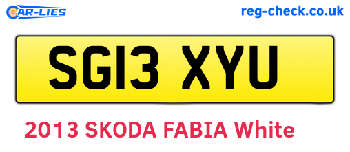 SG13XYU are the vehicle registration plates.