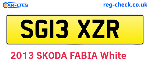 SG13XZR are the vehicle registration plates.