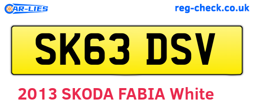 SK63DSV are the vehicle registration plates.