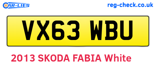 VX63WBU are the vehicle registration plates.