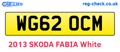 WG62OCM are the vehicle registration plates.
