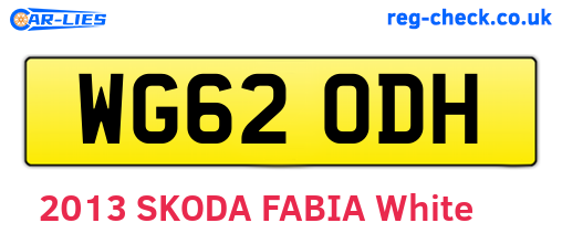 WG62ODH are the vehicle registration plates.