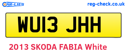 WU13JHH are the vehicle registration plates.
