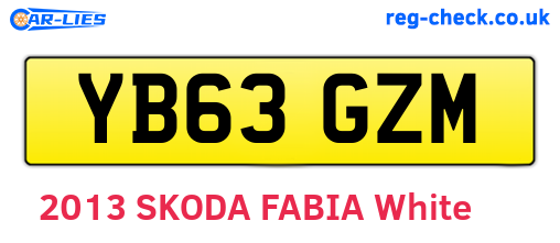 YB63GZM are the vehicle registration plates.