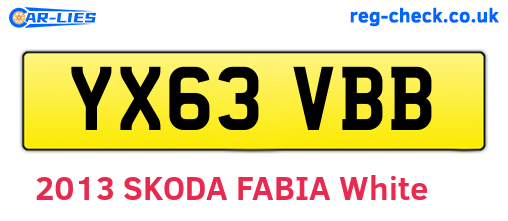 YX63VBB are the vehicle registration plates.