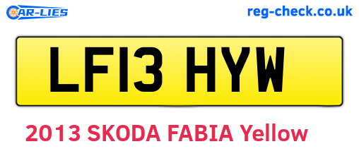 LF13HYW are the vehicle registration plates.
