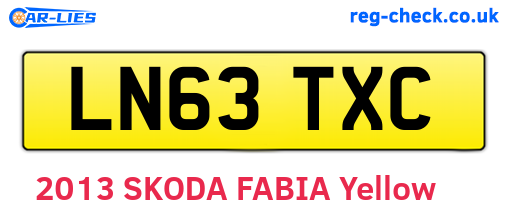 LN63TXC are the vehicle registration plates.