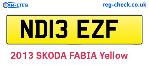 ND13EZF are the vehicle registration plates.