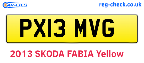 PX13MVG are the vehicle registration plates.