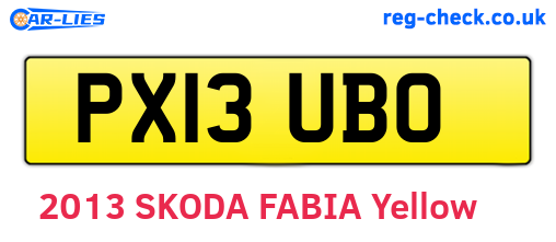 PX13UBO are the vehicle registration plates.