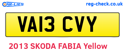 VA13CVY are the vehicle registration plates.