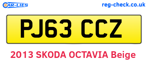 PJ63CCZ are the vehicle registration plates.