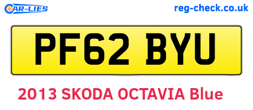 PF62BYU are the vehicle registration plates.