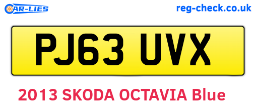 PJ63UVX are the vehicle registration plates.
