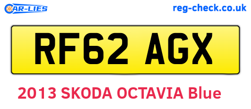 RF62AGX are the vehicle registration plates.