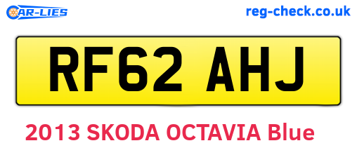 RF62AHJ are the vehicle registration plates.