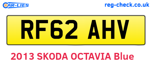 RF62AHV are the vehicle registration plates.
