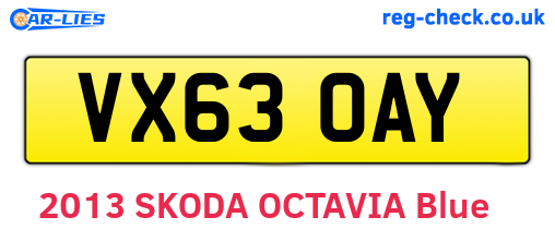 VX63OAY are the vehicle registration plates.