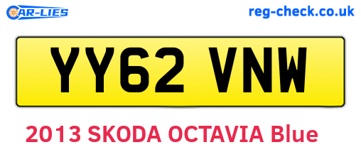 YY62VNW are the vehicle registration plates.