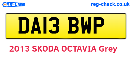 DA13BWP are the vehicle registration plates.