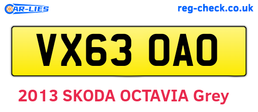 VX63OAO are the vehicle registration plates.