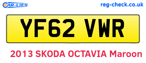 YF62VWR are the vehicle registration plates.