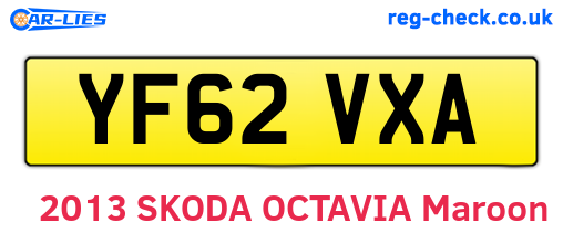 YF62VXA are the vehicle registration plates.