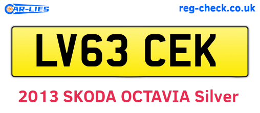 LV63CEK are the vehicle registration plates.