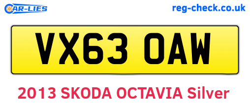 VX63OAW are the vehicle registration plates.