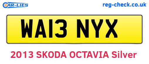 WA13NYX are the vehicle registration plates.