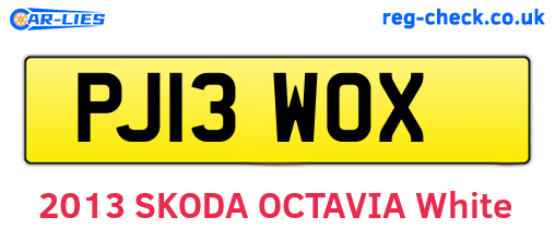 PJ13WOX are the vehicle registration plates.