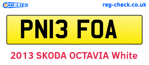 PN13FOA are the vehicle registration plates.