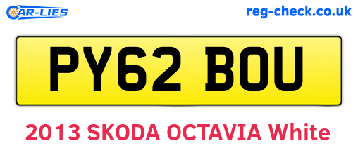 PY62BOU are the vehicle registration plates.