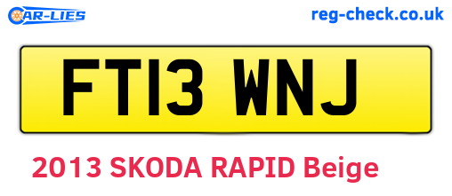 FT13WNJ are the vehicle registration plates.