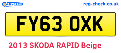 FY63OXK are the vehicle registration plates.