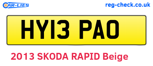 HY13PAO are the vehicle registration plates.